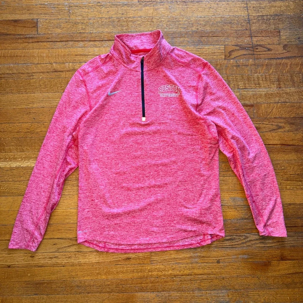 Nike Boston University Dri-FIT Quarter Zip Pullover Mens Medium Red Heathered